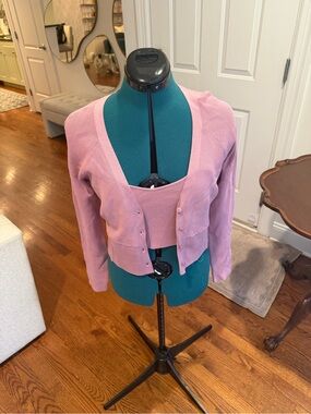 Endless Rose Pink Cropped Cardigan and Knit Tank Set